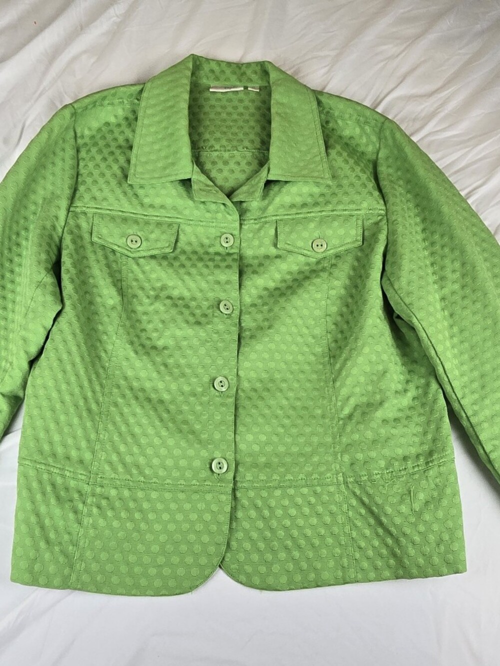 Erin by Erin London Womens XL Lime Green Textured Button Front Jacket Shacket